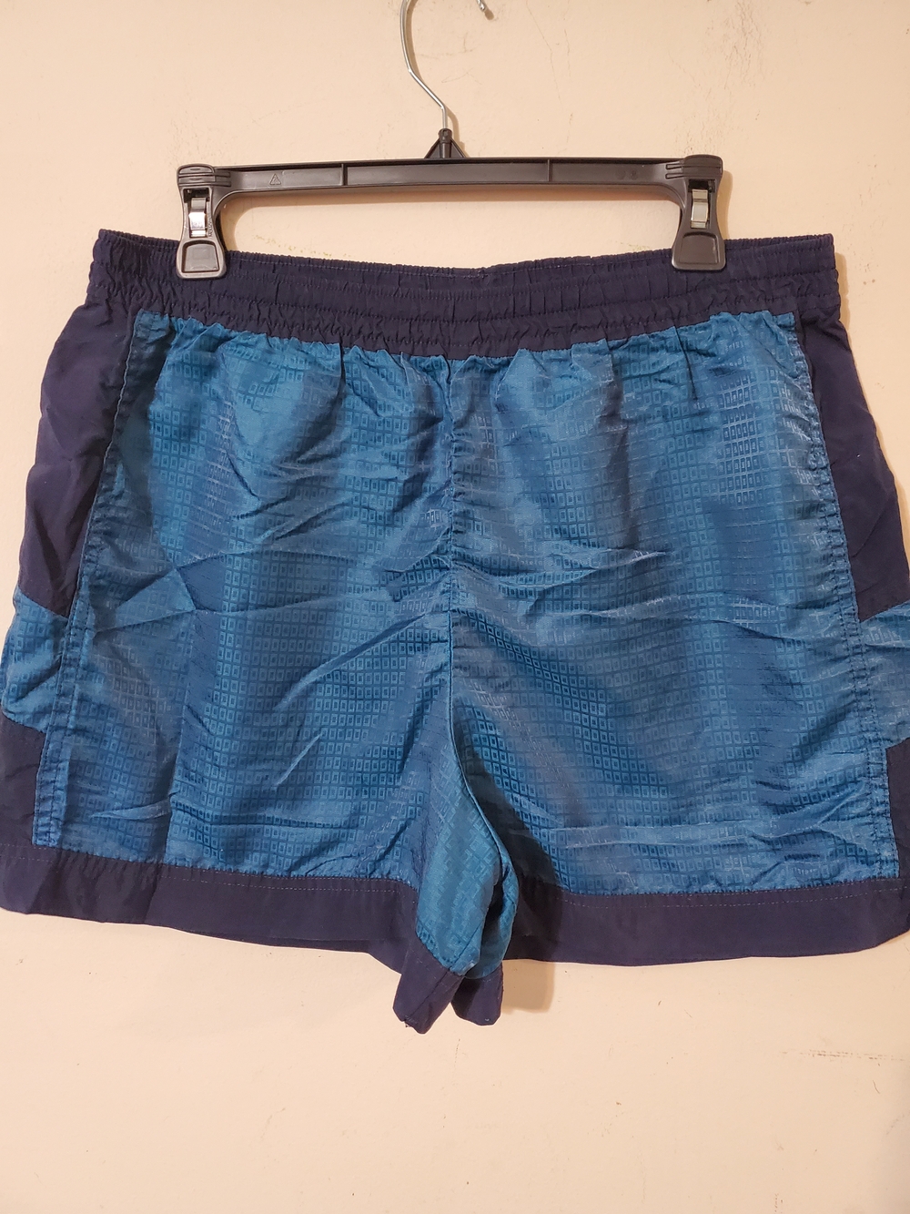 Vintage 80's LL Bean Maine Men AQUA Blue Nylon Athletic Work Out Gym Shorts